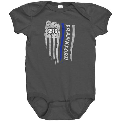 Personalized Thin Blue Line Flag Onesie - MB1