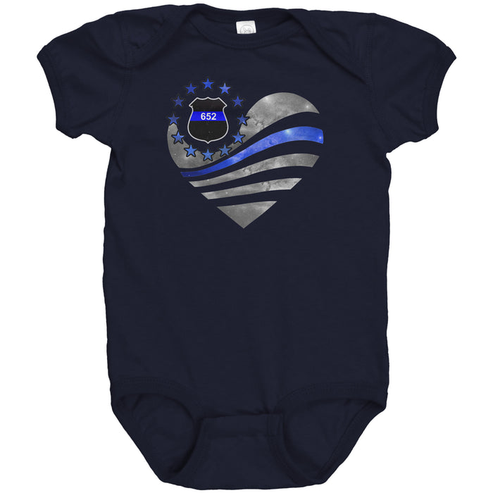 Personalized Thin Blue Line Heart Onesie - JM1