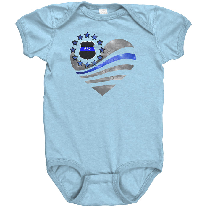 Personalized Thin Blue Line Heart Onesie - JM1