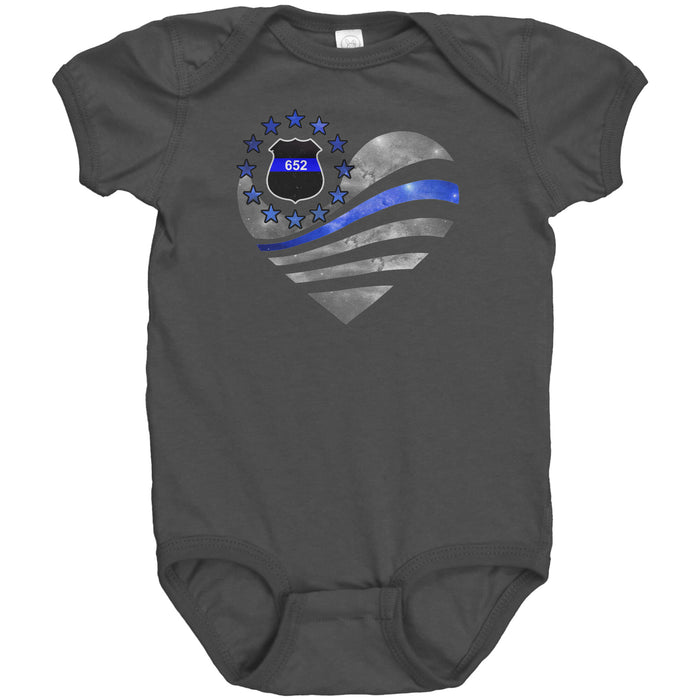 Personalized Thin Blue Line Heart Onesie - JM1