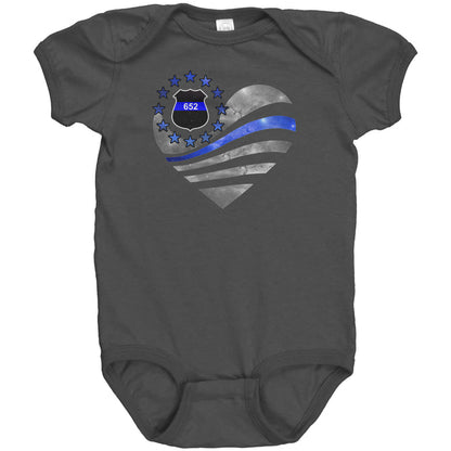 Personalized Thin Blue Line Heart Onesie - JM1
