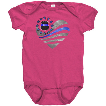 Personalized Thin Blue Line Heart Onesie - JM1