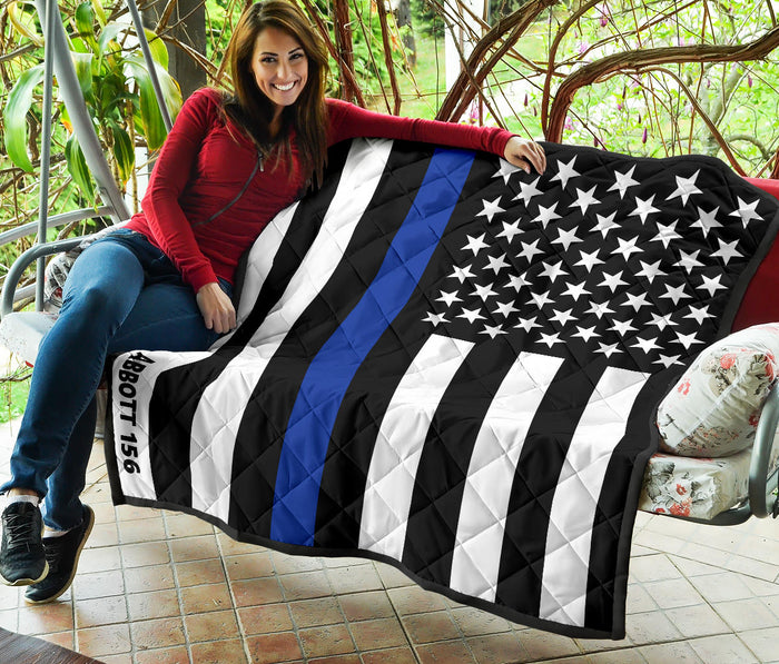 Personalized Thin Blue Line Quilt - AB1