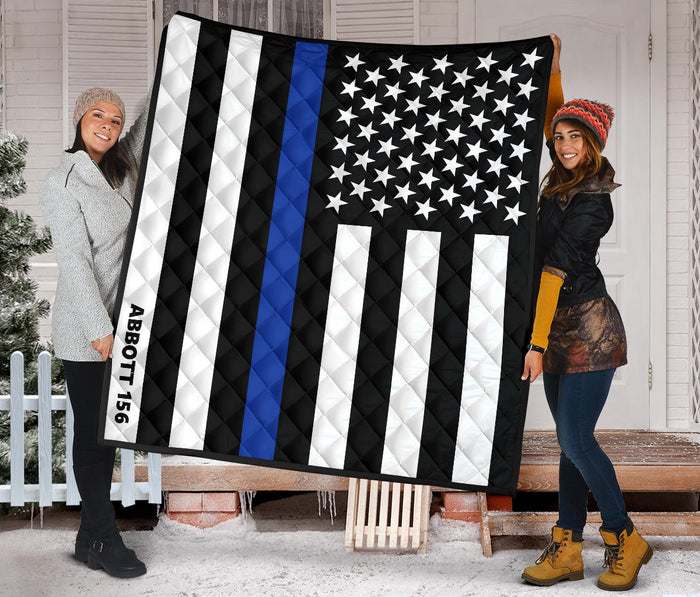 Personalized Thin Blue Line Quilt - AB1