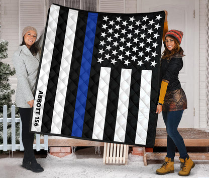 Personalized Thin Blue Line Quilt - AB1