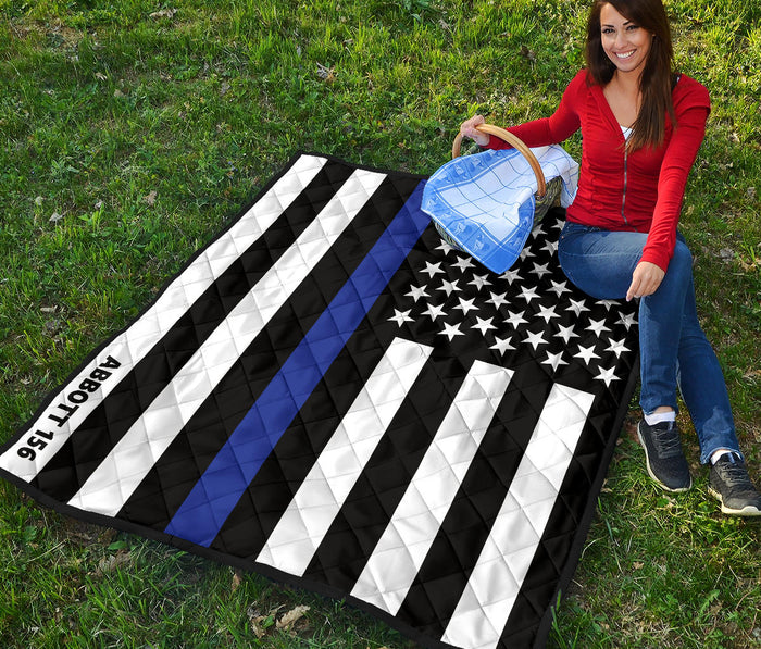 Personalized Thin Blue Line Quilt - AB1