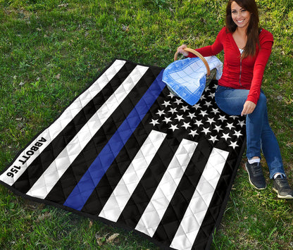 Personalized Thin Blue Line Quilt - AB1