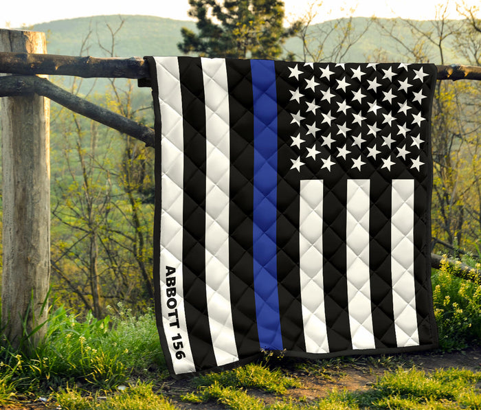 Personalized Thin Blue Line Quilt - AB1