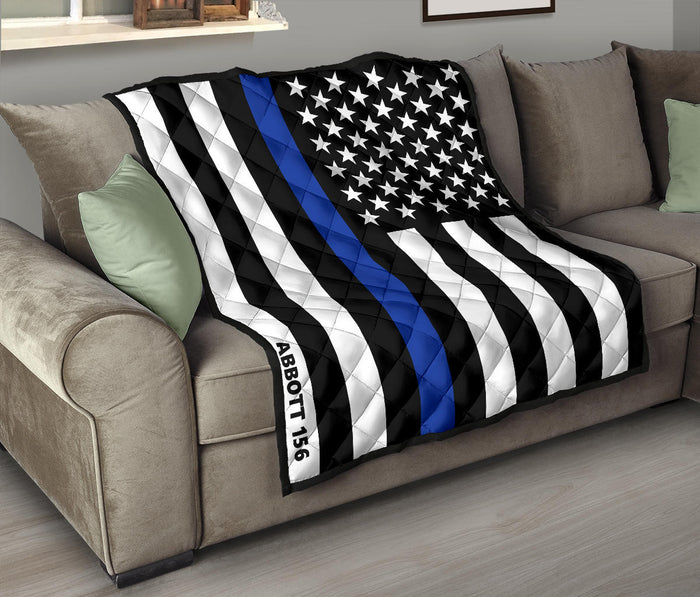 Personalized Thin Blue Line Quilt - AB1
