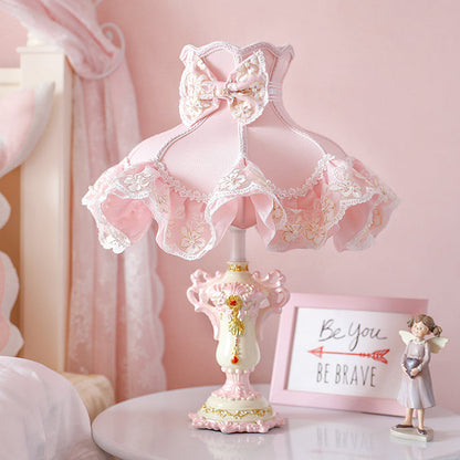 Pink Bow-Knot Lace Table Lamp