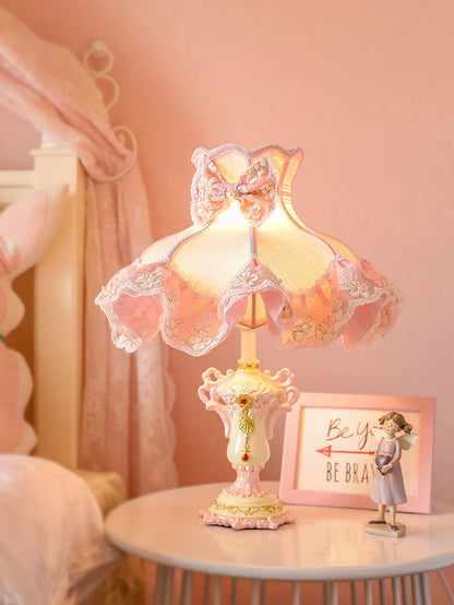 Pink Bow-Knot Lace Table Lamp