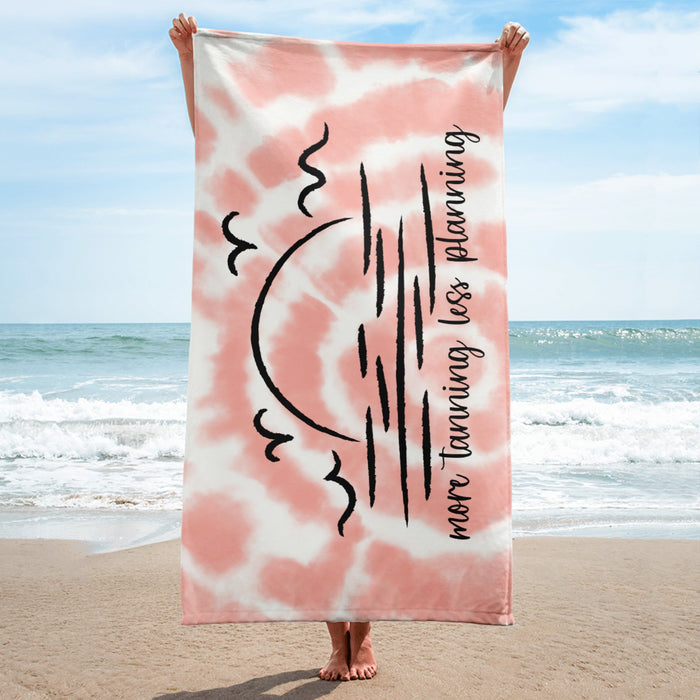 Pink Tie Dye More Tanning Less Planing Towel Salt and Sparkle