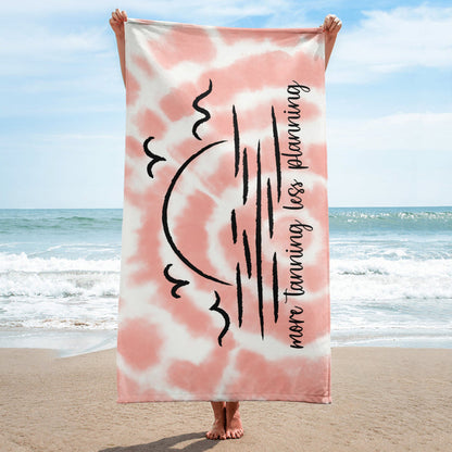 Pink Tie Dye More Tanning Less Planing Towel Salt and Sparkle