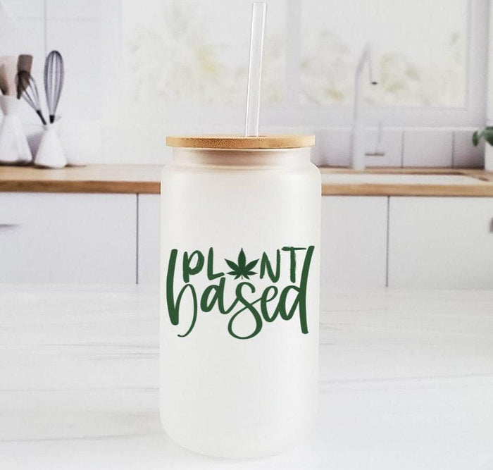 Plant Based Glass Can Cup for Vegan Pot Head Salt and Sparkle