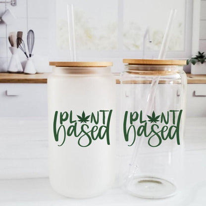 Plant Based Glass Can Cup for Vegan Pot Head Salt and Sparkle