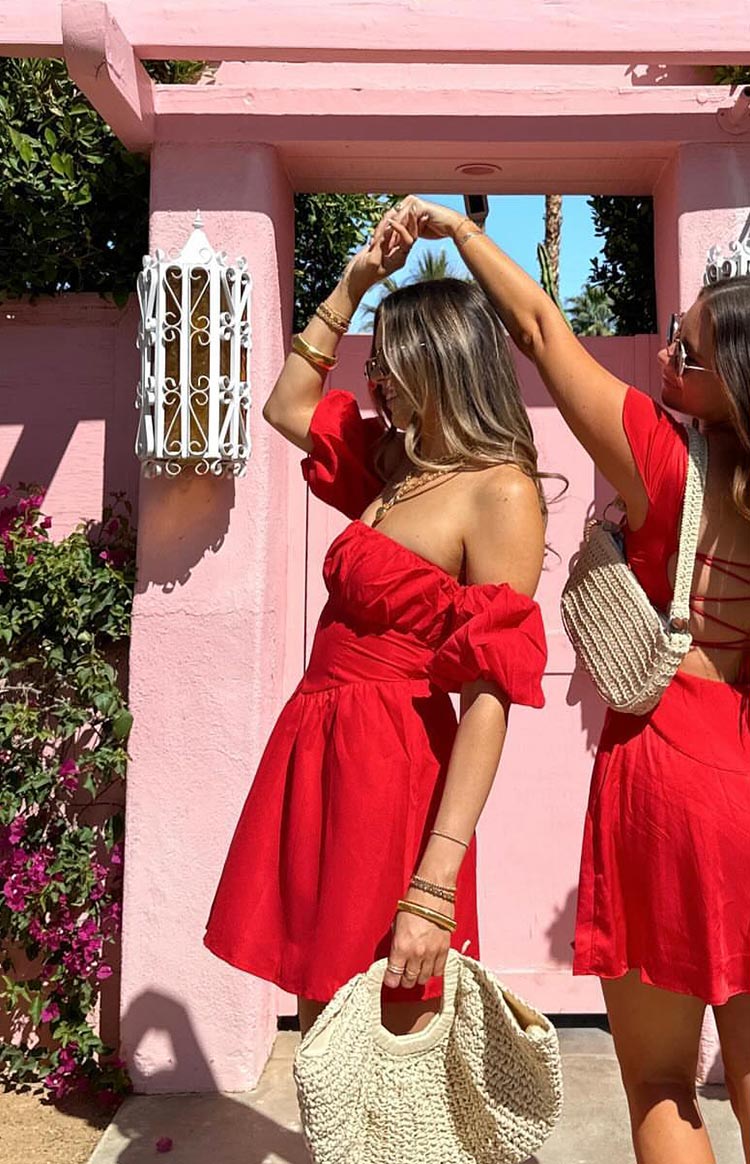 Love Lost Off The Shoulder Red Mini Dress