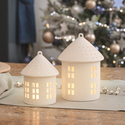 Regular White Porcelain Light Up Hut Decoration