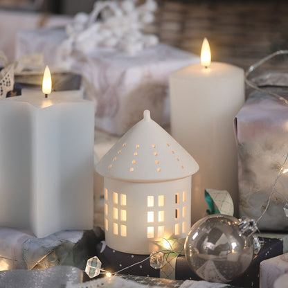 Regular White Porcelain Light Up Hut Decoration