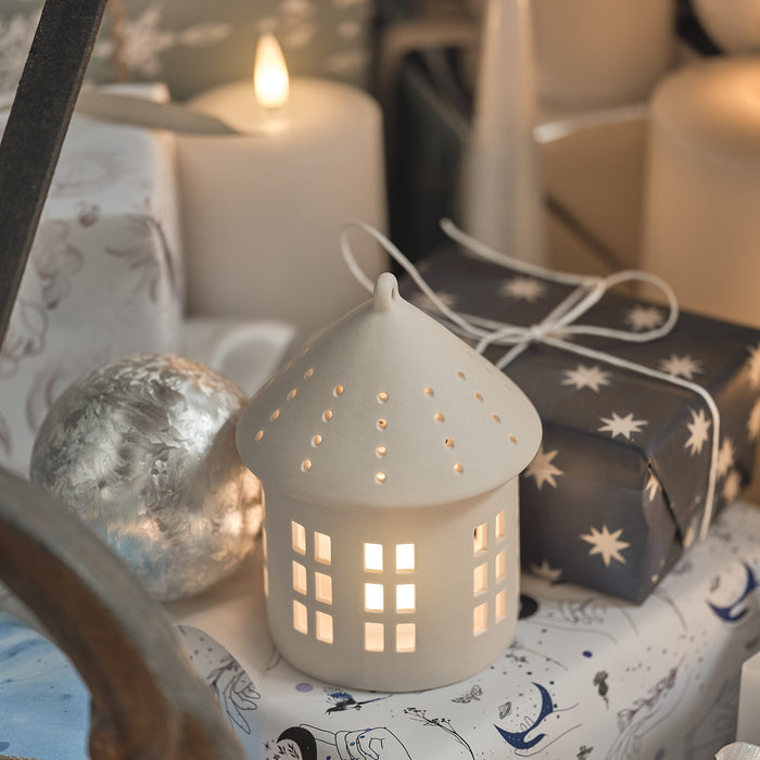 Regular White Porcelain Light Up Hut Decoration