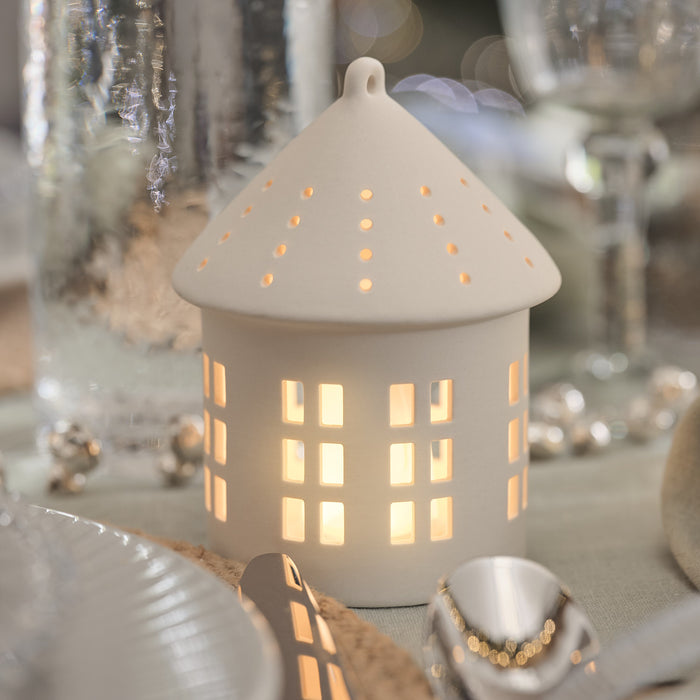 Regular White Porcelain Light Up Hut Decoration