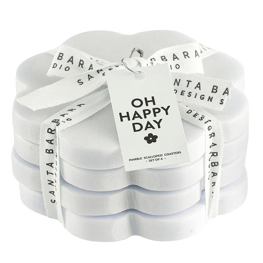 Scalloped Marble Coasters - Set of 4