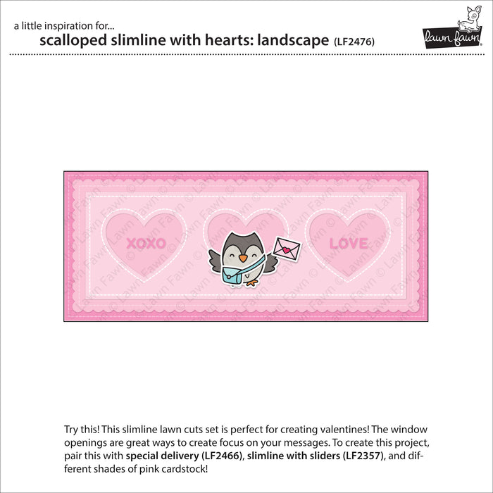 scalloped slimline with hearts: landscape