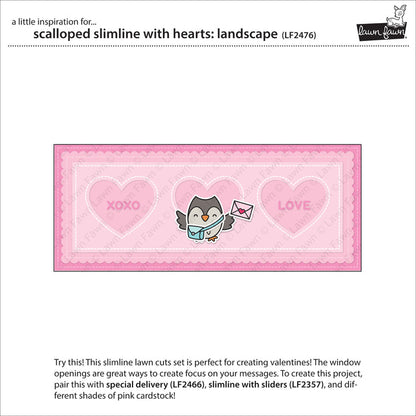 scalloped slimline with hearts: landscape