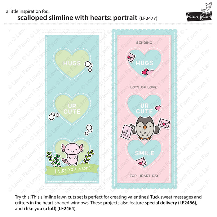 scalloped slimline with hearts: portrait