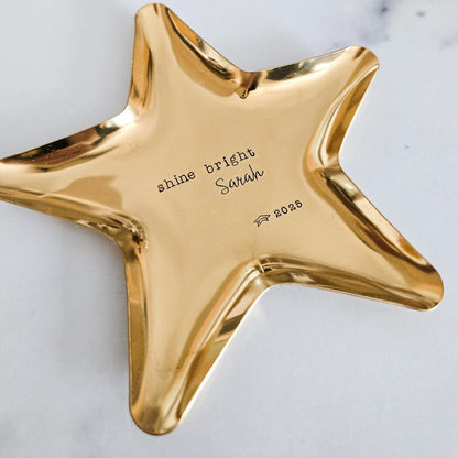 Shine Bright Graduation Star Dish , Graduation Keepsake Dish from Parent, Hand Stamped Star Trinket Dish, Personalized Grad Gift 2025 Salt and Sparkle