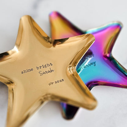 Shine Bright Graduation Star Dish , Graduation Keepsake Dish from Parent, Hand Stamped Star Trinket Dish, Personalized Grad Gift 2025 Salt and Sparkle