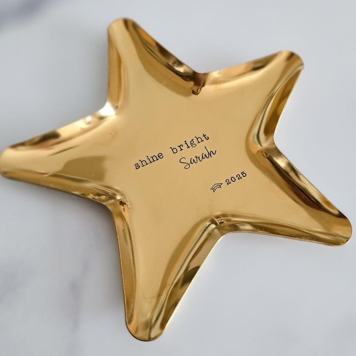 Shine Bright Graduation Star Dish , Graduation Keepsake Dish from Parent, Hand Stamped Star Trinket Dish, Personalized Grad Gift 2025 Salt and Sparkle
