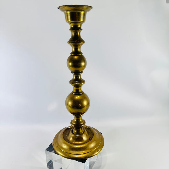 Solid Brass Baluster Candlestick 1970s Colonial Revival