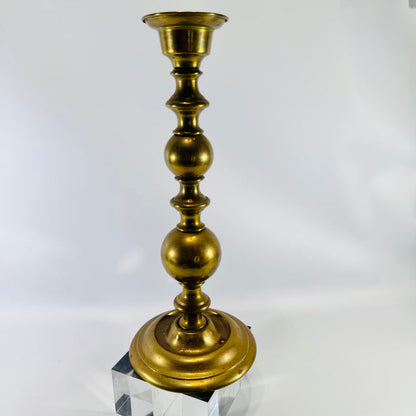 Solid Brass Baluster Candlestick 1970s Colonial Revival