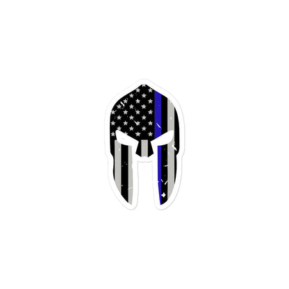 Spartan Helmet - Thin Blue Line American flag - Sticker - GL1