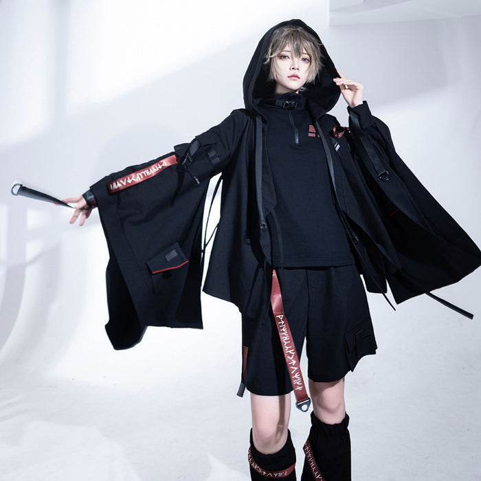 Techwear Post-Apocalyptic Black Cardigan