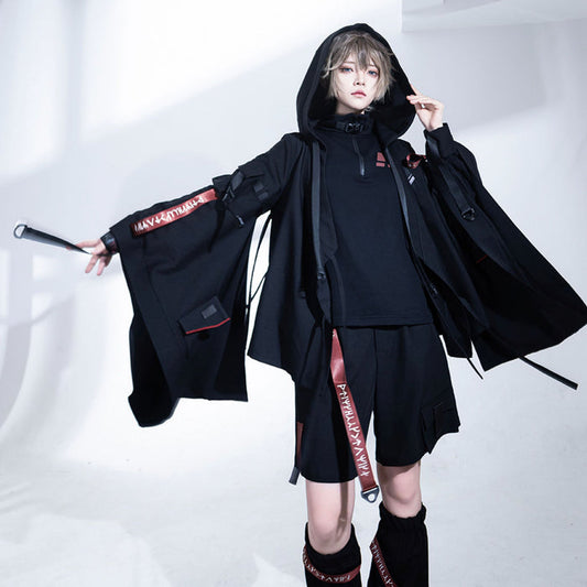 Techwear Post-Apocalyptic Black Cardigan