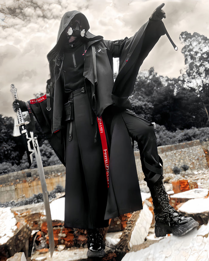 Techwear Post-Apocalyptic Black Cardigan