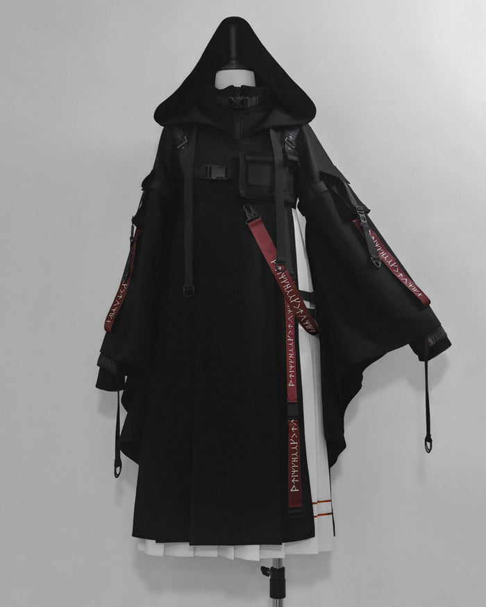 Techwear Post-Apocalyptic Black Cardigan