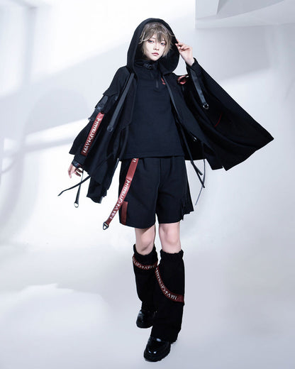 Techwear Post-Apocalyptic Black Cardigan