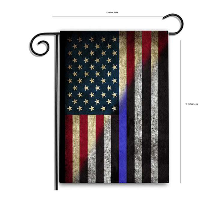 Thin Blue Line American Flag Law Enforcement Garden Flag