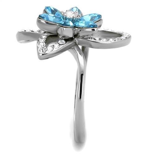 Thin Blue Line Blue Floral Design Ring