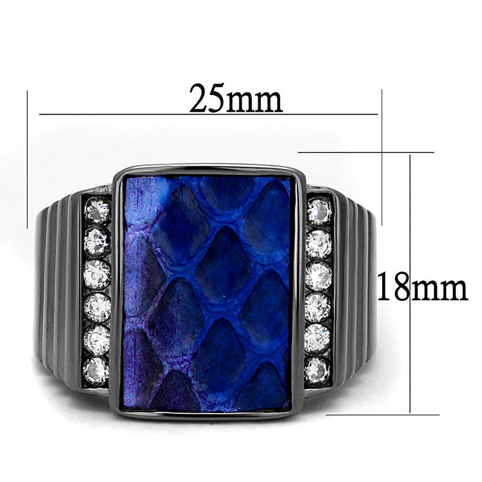 Thin Blue Line Blue Leather Stainless Steel Ring