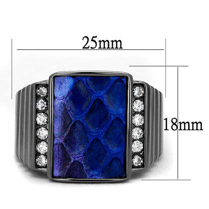 Thin Blue Line Blue Leather Stainless Steel Ring