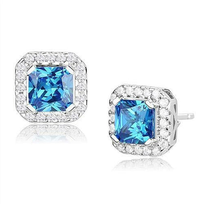 Thin Blue Line Rhodium 925 Sterling Silver Earrings