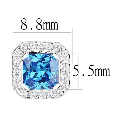Thin Blue Line Rhodium 925 Sterling Silver Earrings
