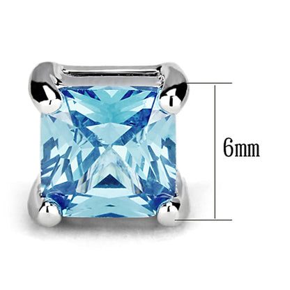 Thin Blue Line Rhodium Brass Earrings with AAA Grade CZ