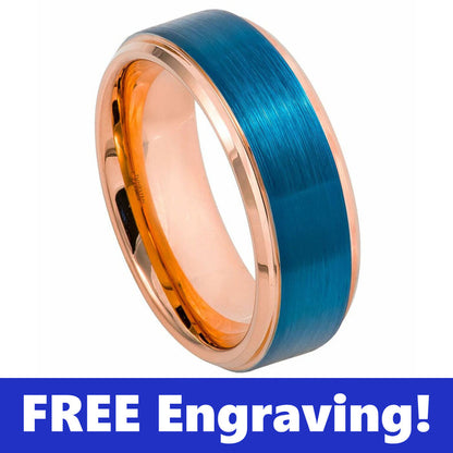 Thin Blue Line Rose Gold & Blue Ring