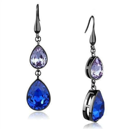 Thin Blue Line Rosette Drop Stainless Steel Earrings