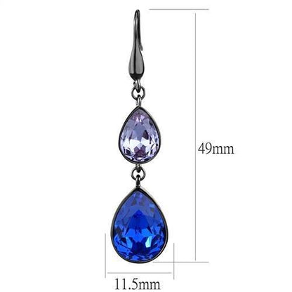 Thin Blue Line Rosette Drop Stainless Steel Earrings