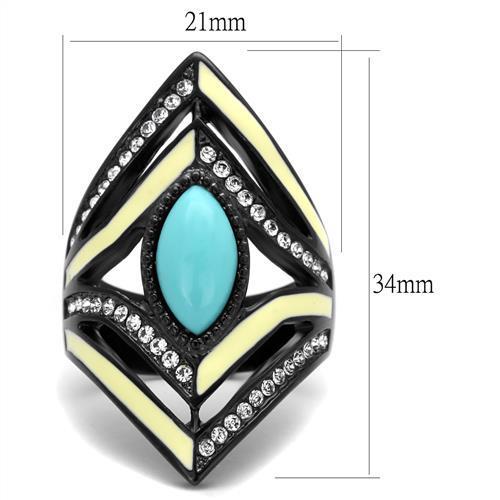 Thin Blue Line Turquoise Stainless Steel Ring
